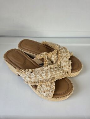 Universal Thread Braided Raffia Slide Sandals in Natural Tan Size 8